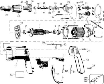 Default Diagram and Parts List for 2059-220 Type 101 Black and Decker Electric Drill